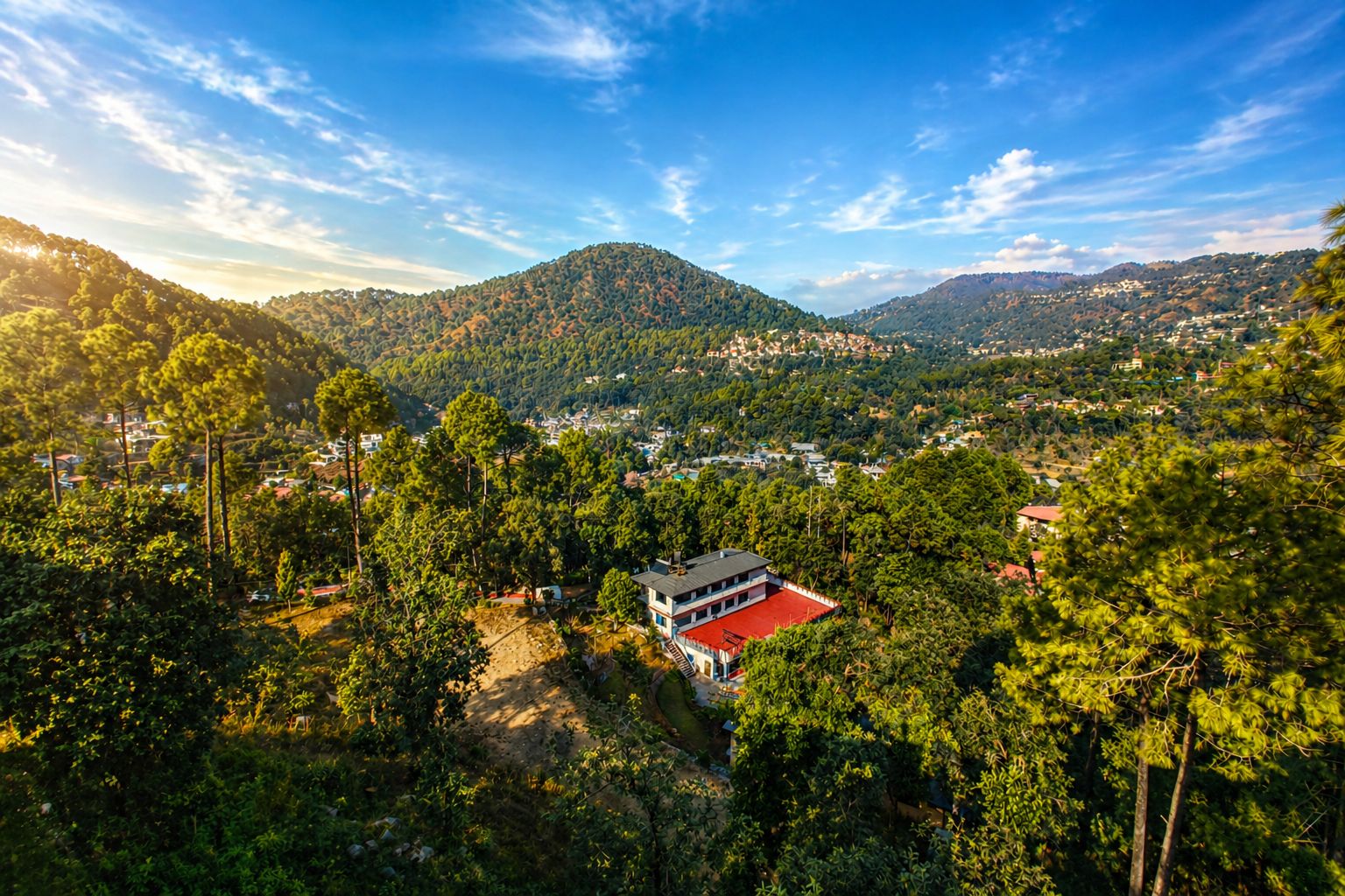 Aerial view of the ashram